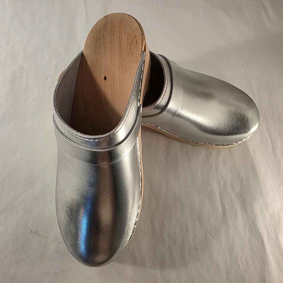 Zapatos cómodos Mia zuecos plateados suecos para mujer EU 42 de cuero Foto 1 de 4