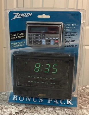 Radio Reloj AM/FM Doble Alarma Zenith Z26B De Colección con Calculadora Combo Nuevo Sellado Foto 1 de 4