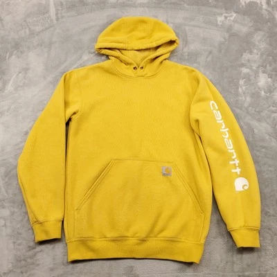 Sudadera con Capucha Carhartt Para Hombre Pequeña Amarilla Calce Suelto Blanca Spellout Sudadera K288 Foto 1 de 4