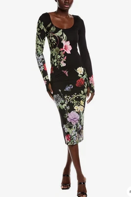 Vestido midi Alice + Olivia negro Delora cuello redondo talla 14 $440 *1785 Foto 1 de 4