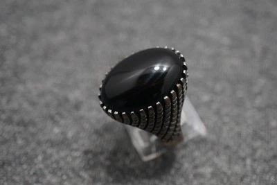 Anillo de motociclista de plata esterlina Onxy Stone de colección para hombre talla 14 Foto 1 de 4