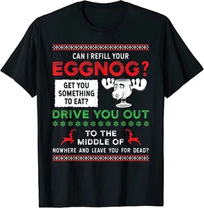 NUOVO Can I Refill Your Eggnog - Maglietta Vacanze Natale Famiglia - MADE IN USA - Foto 1 di 12