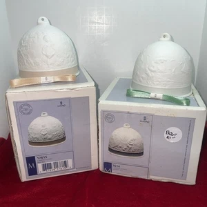 LLadro Bells with pink & Green ribbon and boxes  1991 & 1993, x2 VINTAGE - Picture 1 of 10