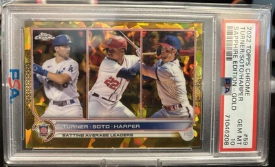 Topps Chrome Turner/Soto/Harper Sapphire Edition Gold 2022 PSA 10 #59 46/50 Foto 1 de 3