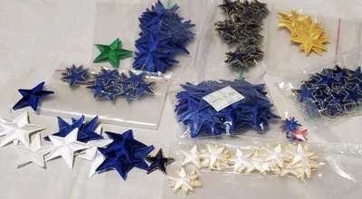 ☆Lot Of Silver  Blue Green White  Star Patches Star Embroidered Iron On Patch  - Image 1 of 4