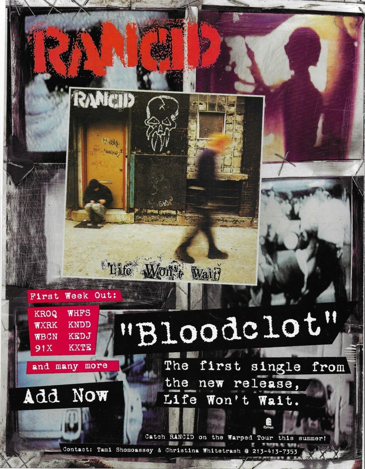 RANCID Rare VINTAGE Bloodclot 1998 PROMO TRADE AD Poster for Life CD MINT 8.5x11 - Image 1 of 1