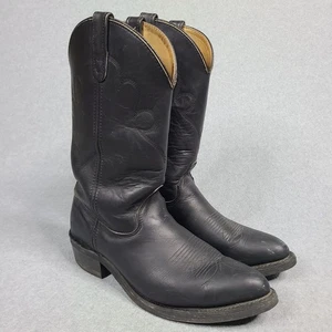 Vintage Double H Cowboy Boots HH US Mens Size 11D Black Leather - Picture 1 of 10