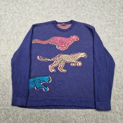 Jersey Paul Smith Mujer XL Azul Leopardo Tejido Suéter Pullover Top Mezcla Lana Foto 1 de 4