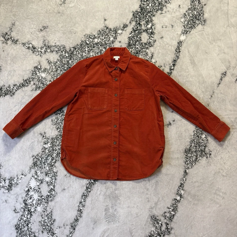 Chaqueta Camisa J Crew Mujer Talla S Naranja Pana Abotonada Remero Preppy Foto 1 de 4