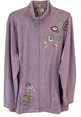 Chaqueta Maggie Sweet Sport Bordada Púrpura Grande Manga Larga Cremallera Mujer DD740 Foto 1 de 4