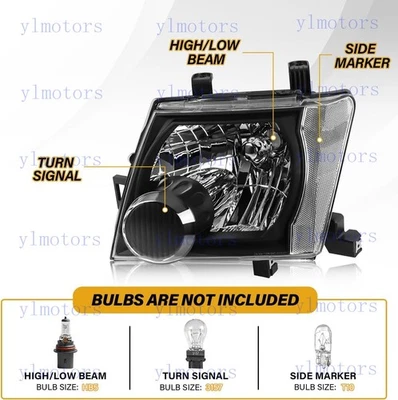 Headlights Assembly Set Black FOR 2005-2015 Nissan Xterra NI2502161 & NI2503161 Foto 1 de 4