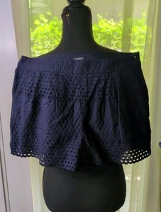 J. Crew Women's Size 8 Side Zip Eyelet Shorts, Navy Blue  - Picture 1 of 7