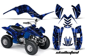 YAMAHA RAPTOR 80 GRAPHICS KIT CREATORX DECALS STICKERS SKULLCIFIED BLUE - Picture 1 of 1