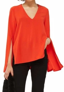 TOPSHOP Split Sleeve V-Neck Tunic Top Blouse Women's Size 6 NWT - Picture 1 of 11