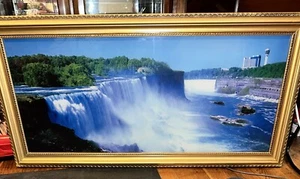 Vintage 70er Jahre Wanddeko großes Wasserfall Bild Lichter & Vogelgeräusche 38,5" - Bild 1 von 8