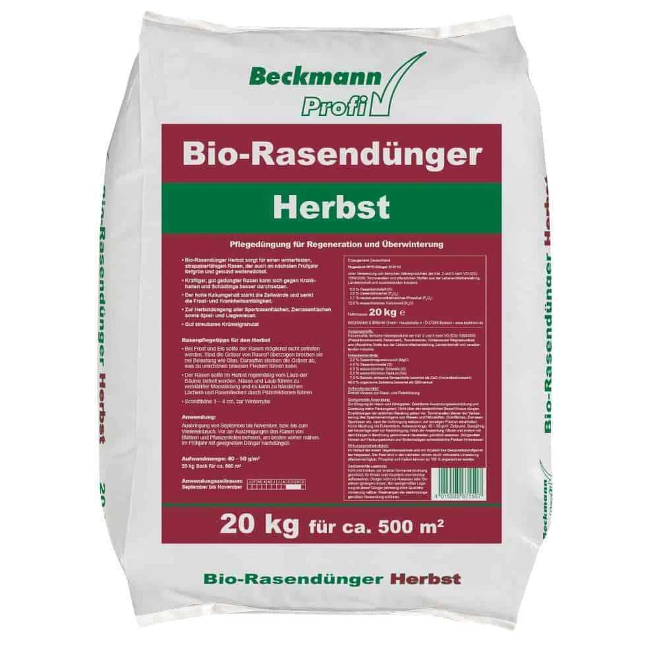 BECKMANN&BREHM 20 kg Bio-Rasendünger Herbst organisch für ca.500m² Beckmann Premium Profi