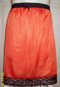 ORANGE Nylon Tricot SLIP PANTY 40-60" Waist 6" MENS SLEEVE Length 22" GARTERS - Picture 1 of 3
