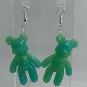 Teddy bear Large Glitter Charms Acrylic Earrings 7cm long bubblegum - Picture 1 of 64