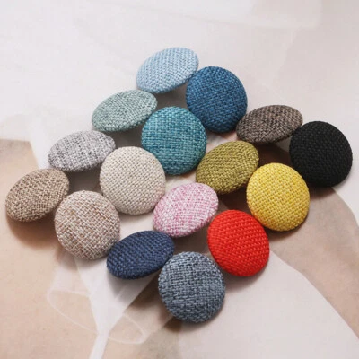 10Pcs Fabric Covered Round Sewing Buttons Shank Buttons DIY Clothes Coat Craft - Image 1 of 4