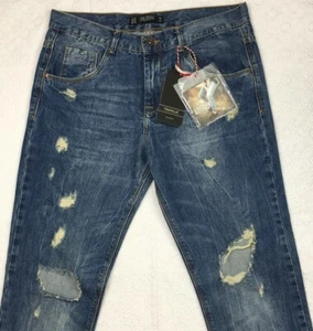 Women's ZARA TRAFALUC Boyfriend Blue Jeans Size 6 Ripped Distressed NEW Cute! - Picture 1 of 8