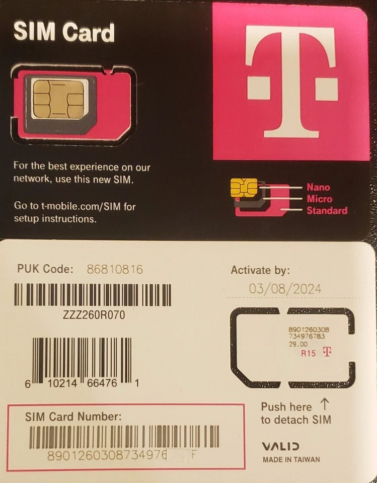NEW T-mobile 3-in-1 Prepaid/Postpaid 4G LTE 5G SIM Card Nano/Micro/Standard Size - Image 1 of 1