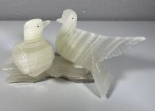 Hand Carved Natural Marble Onyx Stone Dove Love Birds Figurine Statue