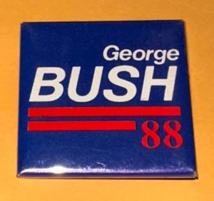 George Bush 88 Pin President Presidential Election 1988 Republican Square Button - Picture 1 of 2