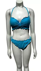 NEW Hobie Womens Swimsuit Bathing Suit 2 Piece Turquoise Push Up Top Size XL NWT - Picture 1 of 14