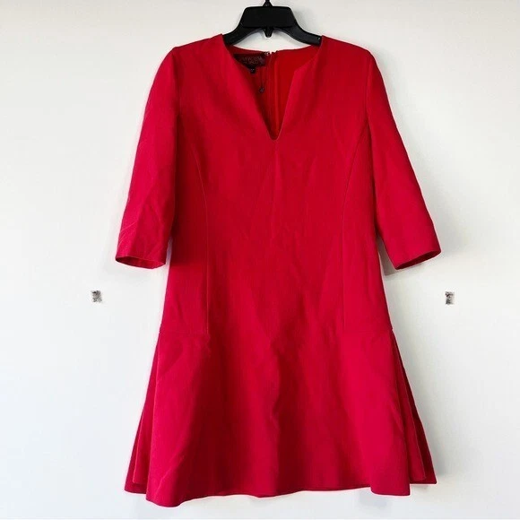 Vestido Giambattista Valli Cuello en V Lana Rojo Línea A Manga 3/4 Talla: XS Foto 1 de 4