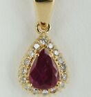 18k Gold Ruby & Diamond Pendant w/Necklace