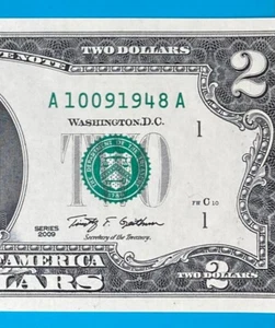 October 9, 1948 / 10 September 1948 : A 10091948 A BIRTHDAY $2 Two Dollar Bill - Picture 1 of 3