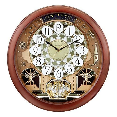 Dancing Tune Strike & Chime Wall Clock, Brown Cherry Cover