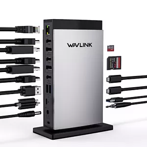 USB C Docking Station DisplayLink Dock 3 Monitors 100W Charging 3 HDMI 2 DP RJ45 - Picture 1 of 12