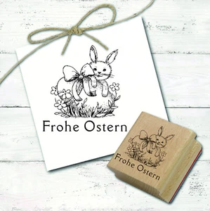 Easter bunny stamp happy Easter egg motif stamp Easter stamp DIY 40x40mm - Picture 1 of 6