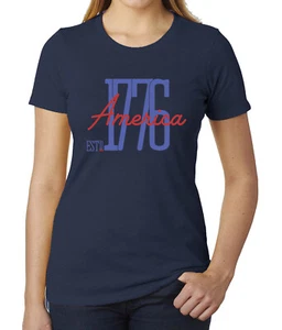 America Est 1776 Patriotic T-shirts, 4th of July shirts for Women - Picture 1 of 6
