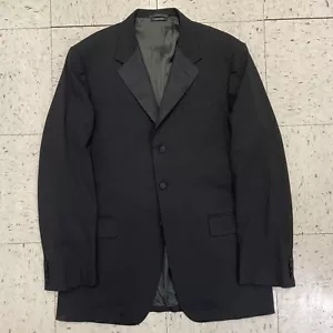 Prada Tuxedo Jacket 3 Button Wool Silk Lapel Notch Italy Black 52 42 Long - Picture 1 of 11