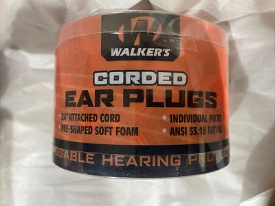 Walker's Game Ear GWP-CORDPLGBKT Tapones para los oídos de espuma 24" cable conectado 32dB (paquete de 50) Foto 1 de 4