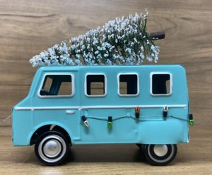 Wondershop Teal Van With Bottle Brush Christmas Tree On Roof 2020 Decor - New - Picture 1 of 7
