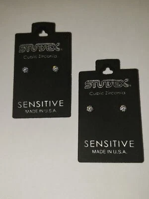 Pendientes Studex Acero Circonita Cúbica 3mm x 2! Envío gratuito. Foto 1 de 4