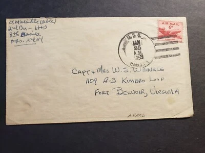 USS CAMBRIA APA-36 Naval Cover 1953 USMC Officer's Mail 8th Marines - Image 1 of 2