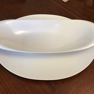 Vtg Melamine Boontonware White Oval Platter,Bread Server MCM 14” X 11.5" U.S.A. - Picture 1 of 7
