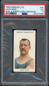 1908 Ogden's Pugilists & Wrestlers #30 JACK BAIN Cream Back PSA 3 - Picture 1 of 2