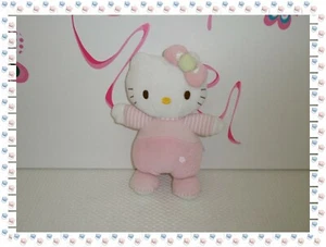 K - Doudou Peluche Hello Kitty Rose Blanc Fleurs Noeud Grelot Samrio - Imagen 1 de 2