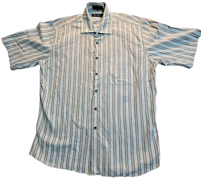 Pierre Cardin Shirt Mens L Large Blue Strip Short Sleeve - Image 1 of 4
