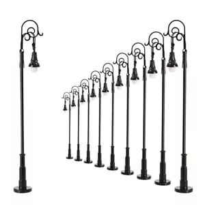 10pcs Model Trains HO Scale 1:87 Vintage Lamp Post 9cm Warm White Street Light - Picture 1 of 5