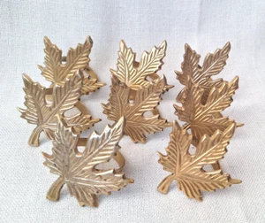 Solid Brass Maple Leaf Napkin Rings Fall Autumn Decor Set of 8 - Picture 1 of 8