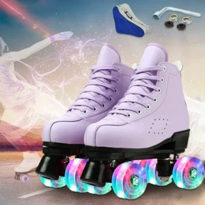 Women Roller Skate Classic LED PU Leather Roller Skates Roller Skates Quad Skate - Picture 1 of 15