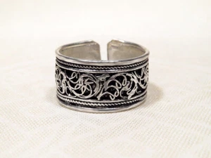 Filigraner Ring - 10 mm breit - versilbert - Nepal - Bild 1 von 2
