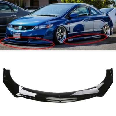 Glossy Black Front Bumper Lip Spoiler Splitter Body Kit For Honda Civic SI Coup - Изображение 1 из 4