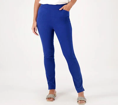 Denim & Co. Knit Easy Flex Twill Slim Straight Pull-On Pants Cobalt Blue XS New - Image 1 of 3